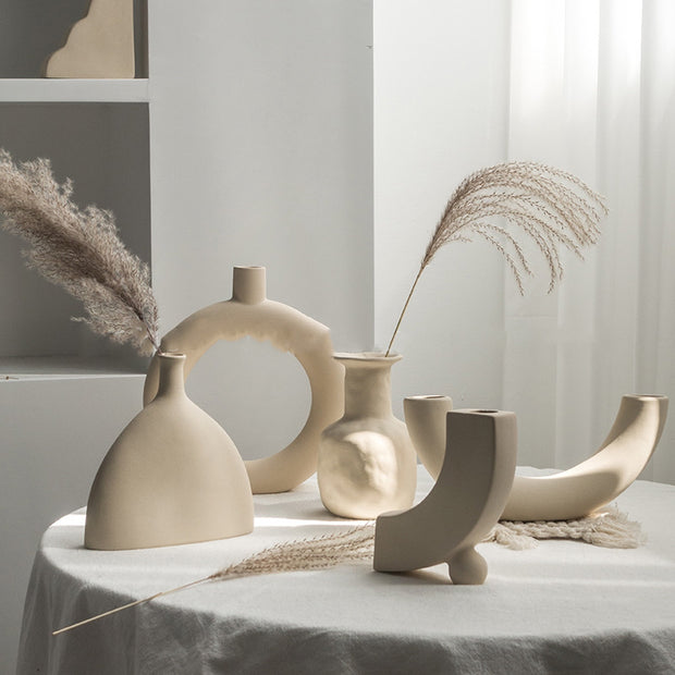 Simplicity Ceramic Vase Dry Flower Home Decoration Living Room Display Art Vases