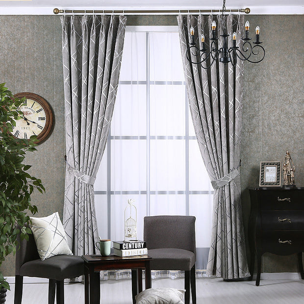 Simple Modern Luxury Living Room Chenille Blackout Curtains