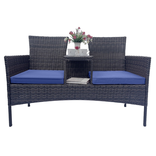 Wicker Patio Conversation Outdoor Furniture Set With Removable Cushions
